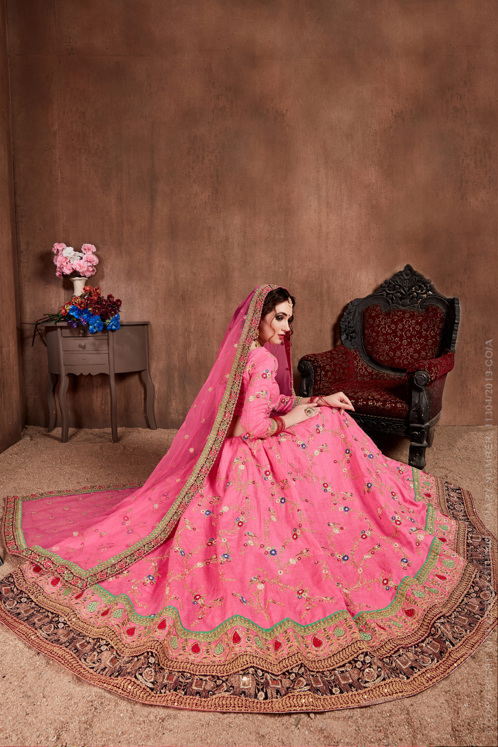 Luxurious Embroidered Mulberry Silk Bridal Lehenga Choli with Dupatta