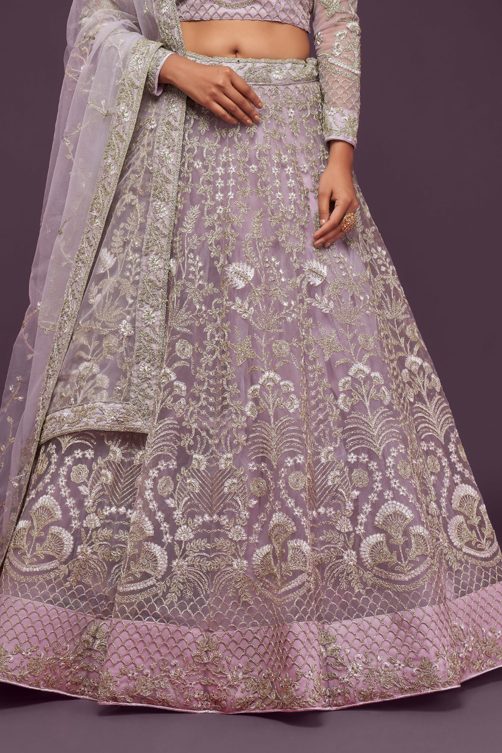 Trendy Net Dori Embroidered Lehenga Choli for Wedding