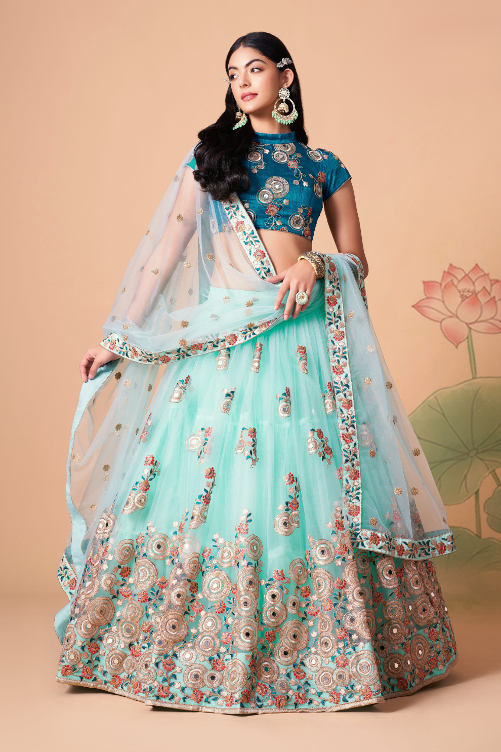 Exquisite Mirror Work Lehenga with Thread, Zari, Dori & Sequins Embroidery