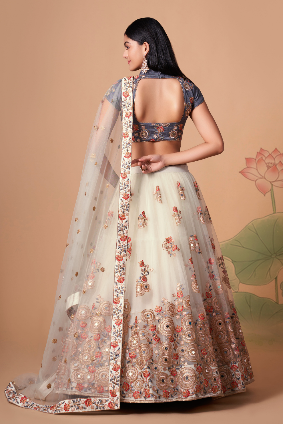 Exquisite Mirror Work Lehenga with Thread, Zari, Dori & Sequins Embroidery