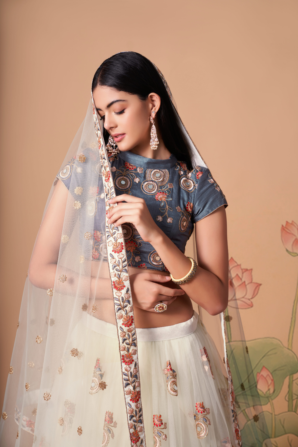 Exquisite Mirror Work Lehenga with Thread, Zari, Dori & Sequins Embroidery