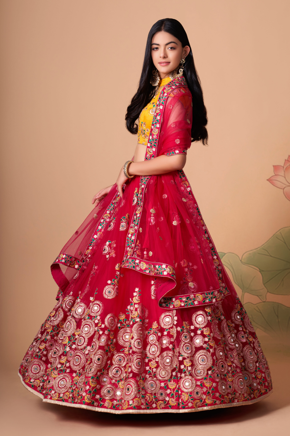 Exquisite Mirror Work Lehenga with Thread, Zari, Dori & Sequins Embroidery