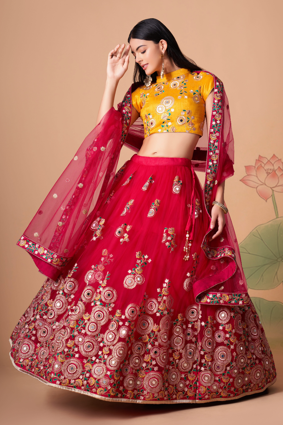 Exquisite Mirror Work Lehenga with Thread, Zari, Dori & Sequins Embroidery