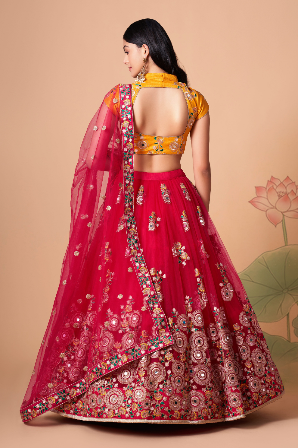 Exquisite Mirror Work Lehenga with Thread, Zari, Dori & Sequins Embroidery
