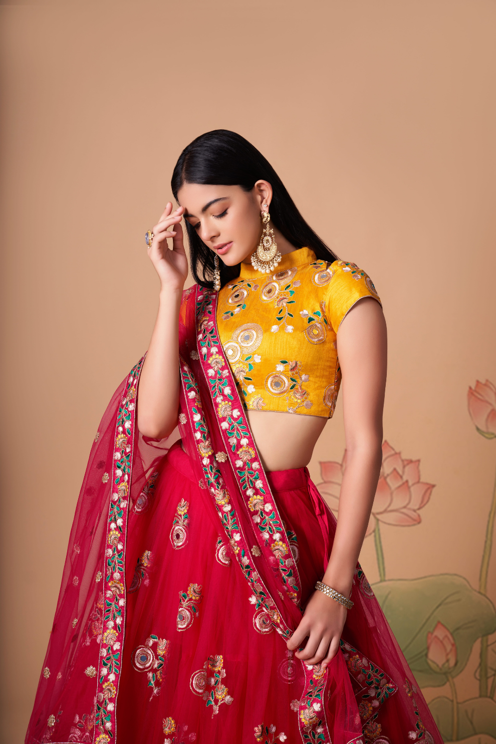 Exquisite Mirror Work Lehenga with Thread, Zari, Dori & Sequins Embroidery