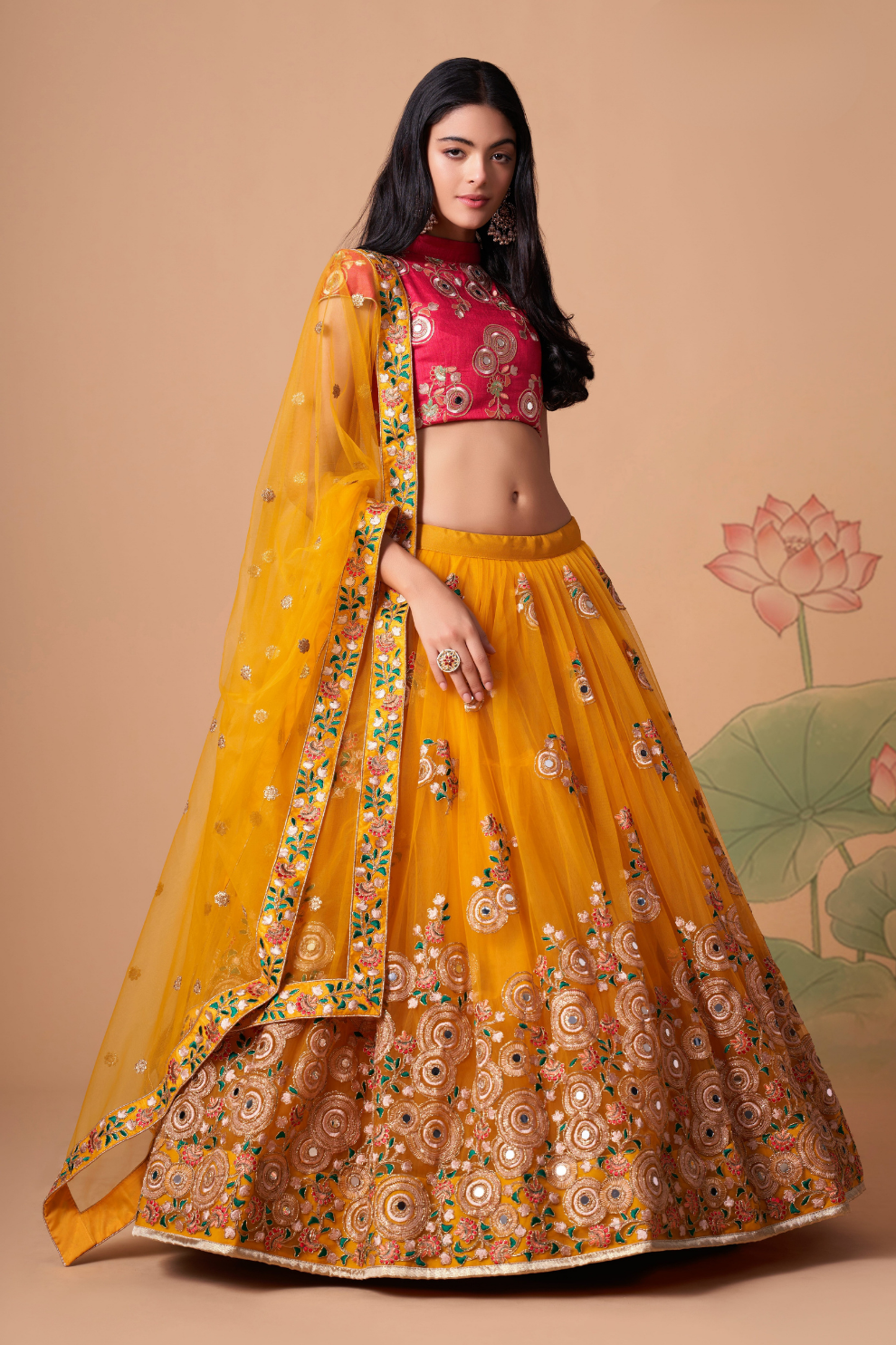Exquisite Mirror Work Lehenga with Thread, Zari, Dori & Sequins Embroidery