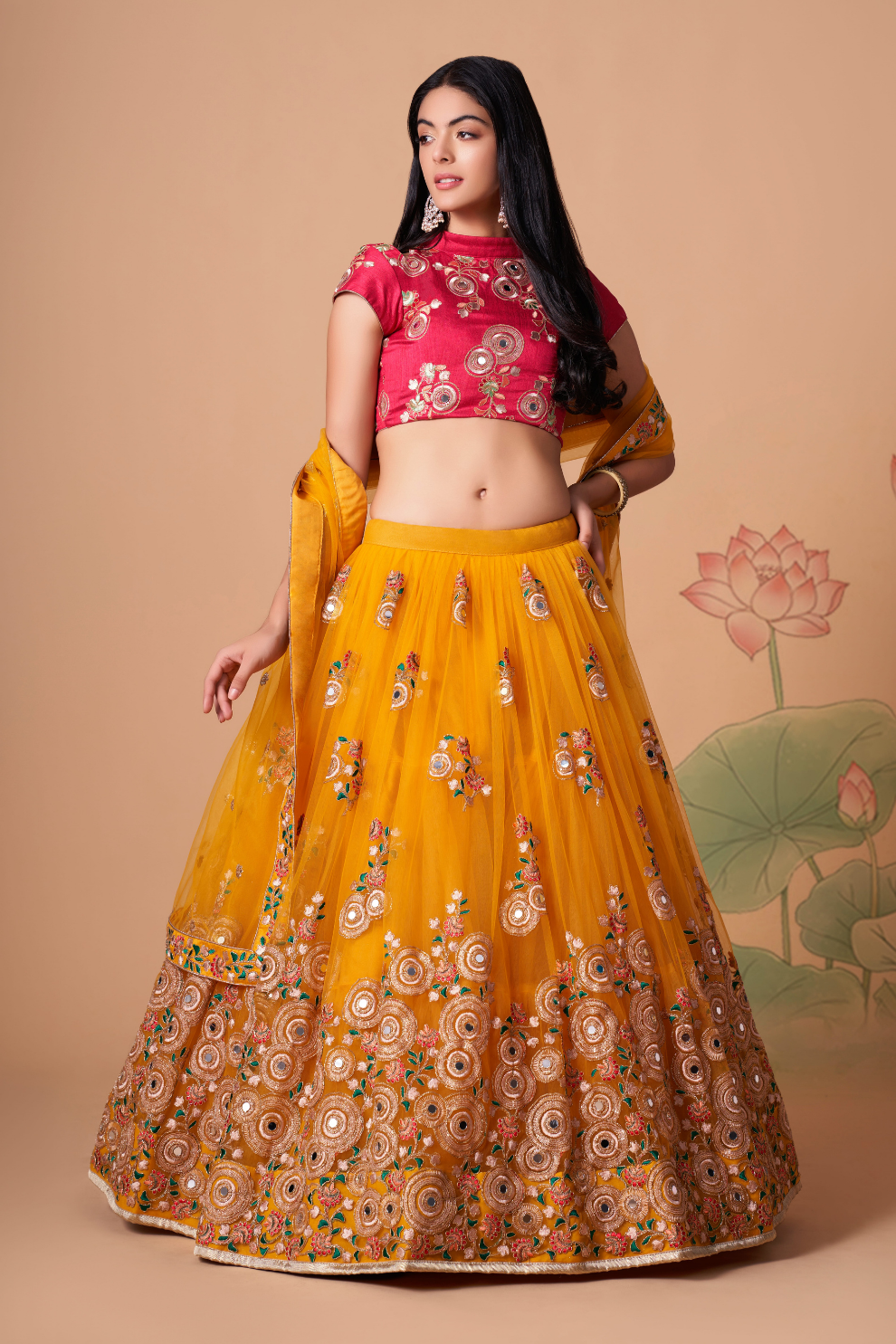 Exquisite Mirror Work Lehenga with Thread, Zari, Dori & Sequins Embroidery
