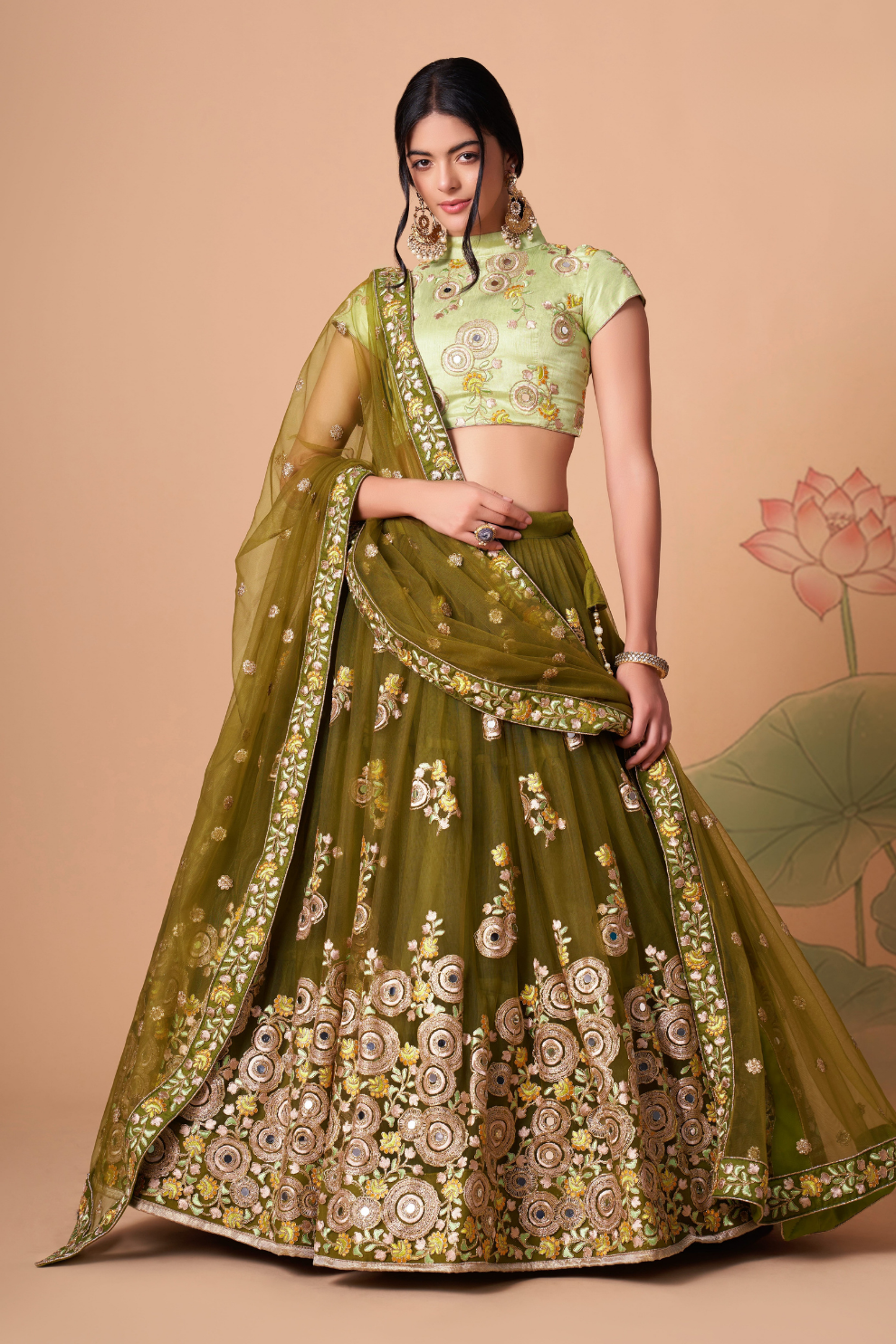 Exquisite Mirror Work Lehenga with Thread, Zari, Dori & Sequins Embroidery
