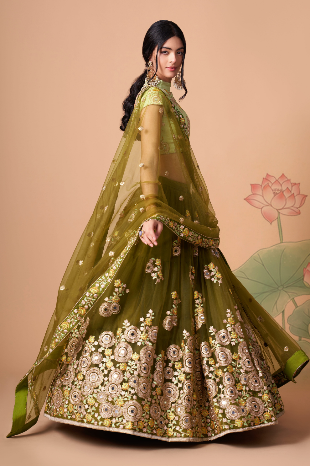Exquisite Mirror Work Lehenga with Thread, Zari, Dori & Sequins Embroidery