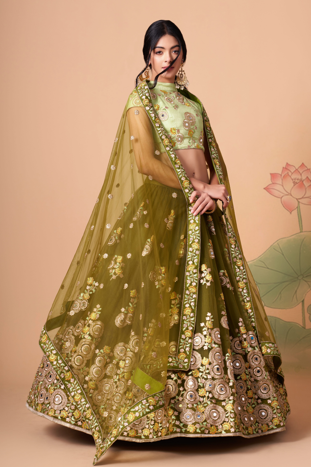 Exquisite Mirror Work Lehenga with Thread, Zari, Dori & Sequins Embroidery