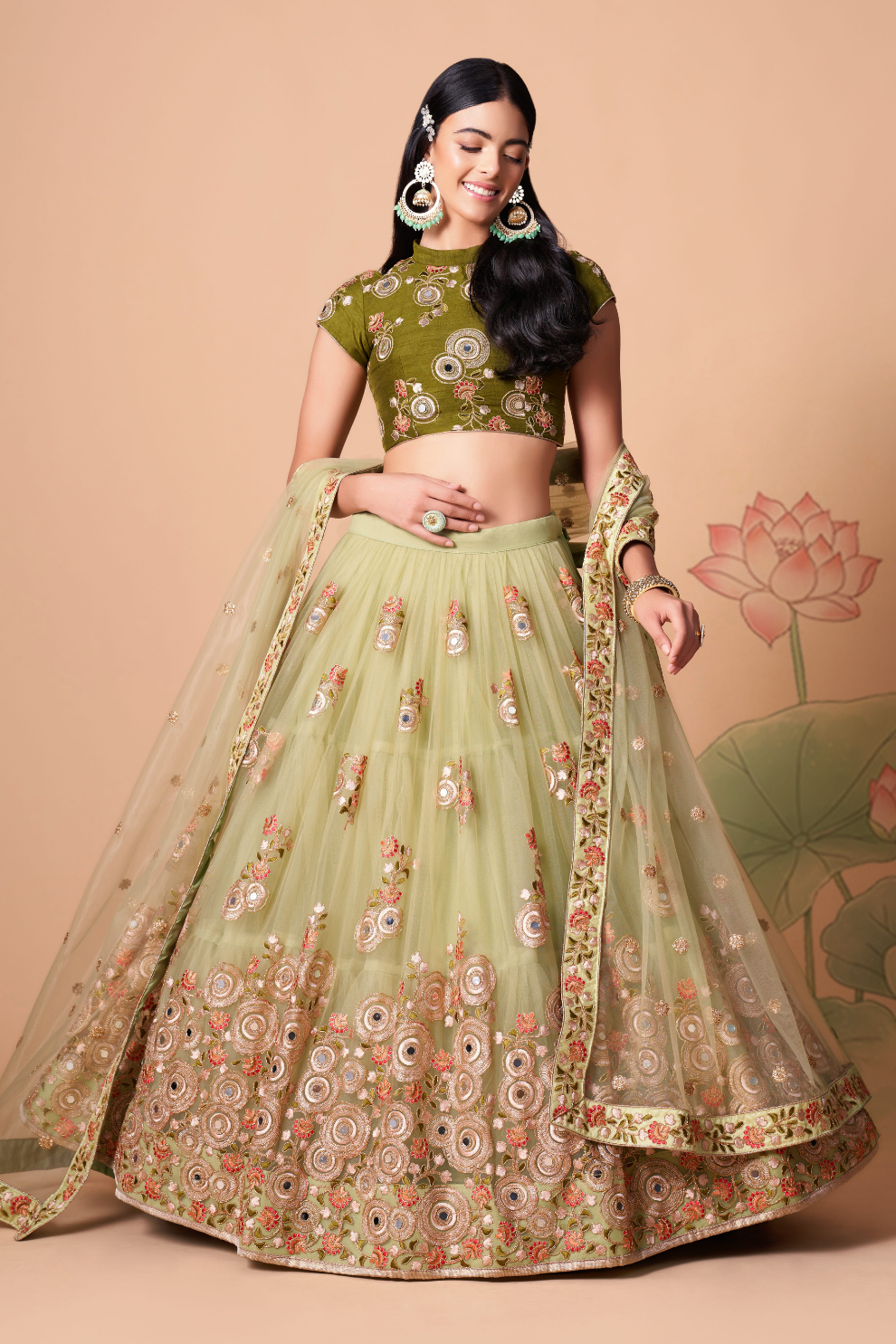 Exquisite Mirror Work Lehenga with Thread, Zari, Dori & Sequins Embroidery