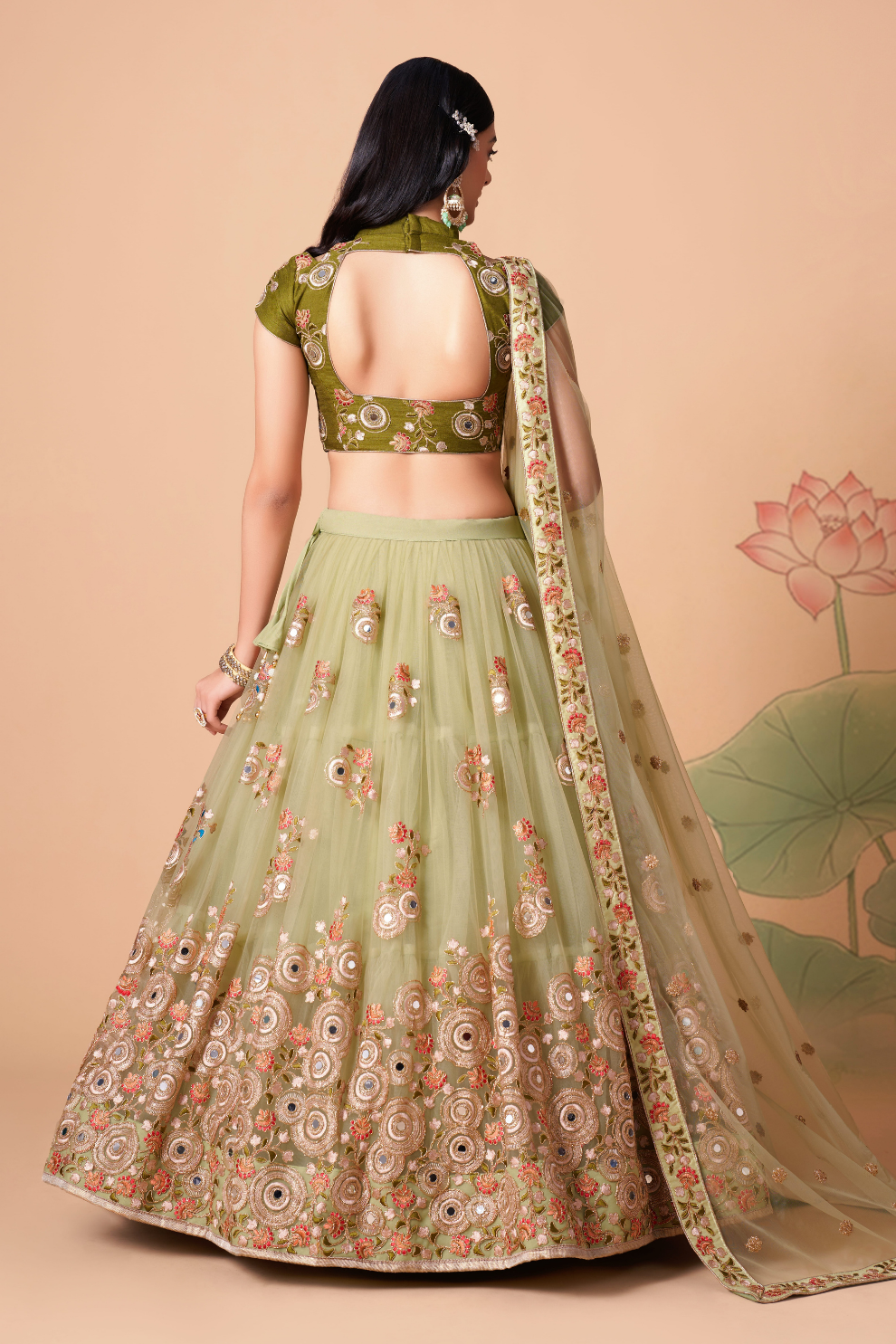 Exquisite Mirror Work Lehenga with Thread, Zari, Dori & Sequins Embroidery