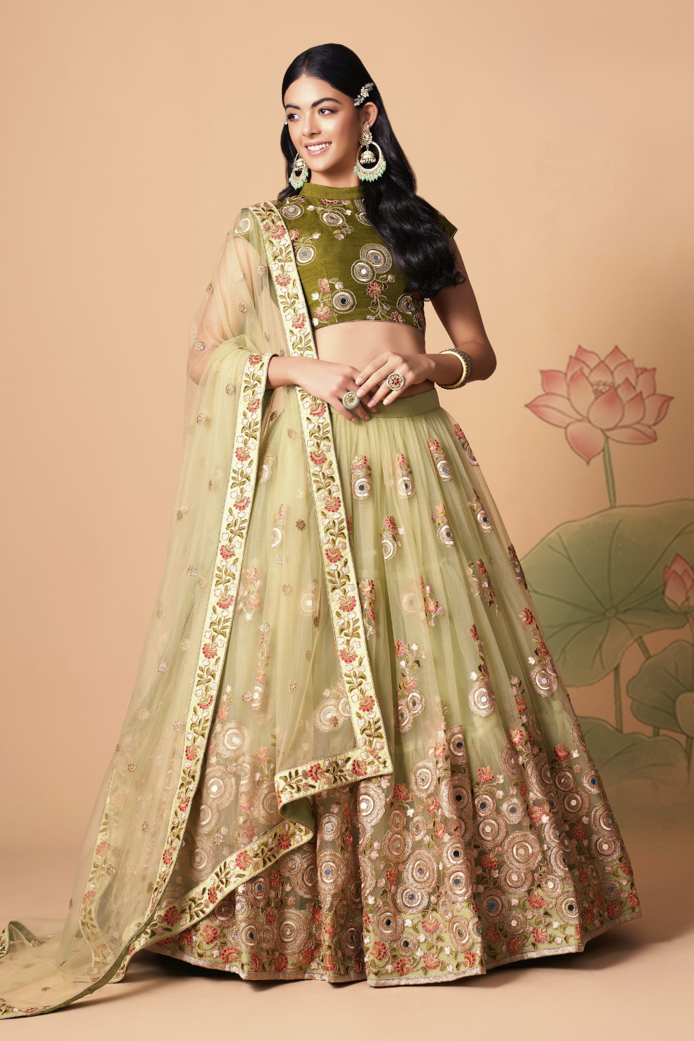 Exquisite Mirror Work Lehenga with Thread, Zari, Dori & Sequins Embroidery
