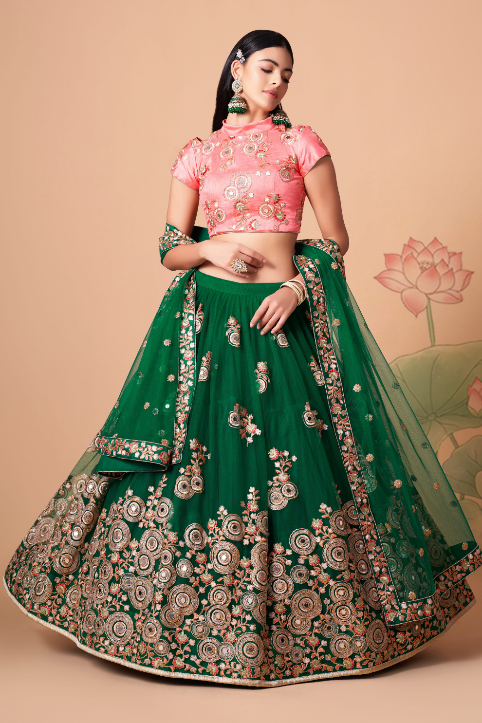 Exquisite Mirror Work Lehenga with Thread, Zari, Dori & Sequins Embroidery