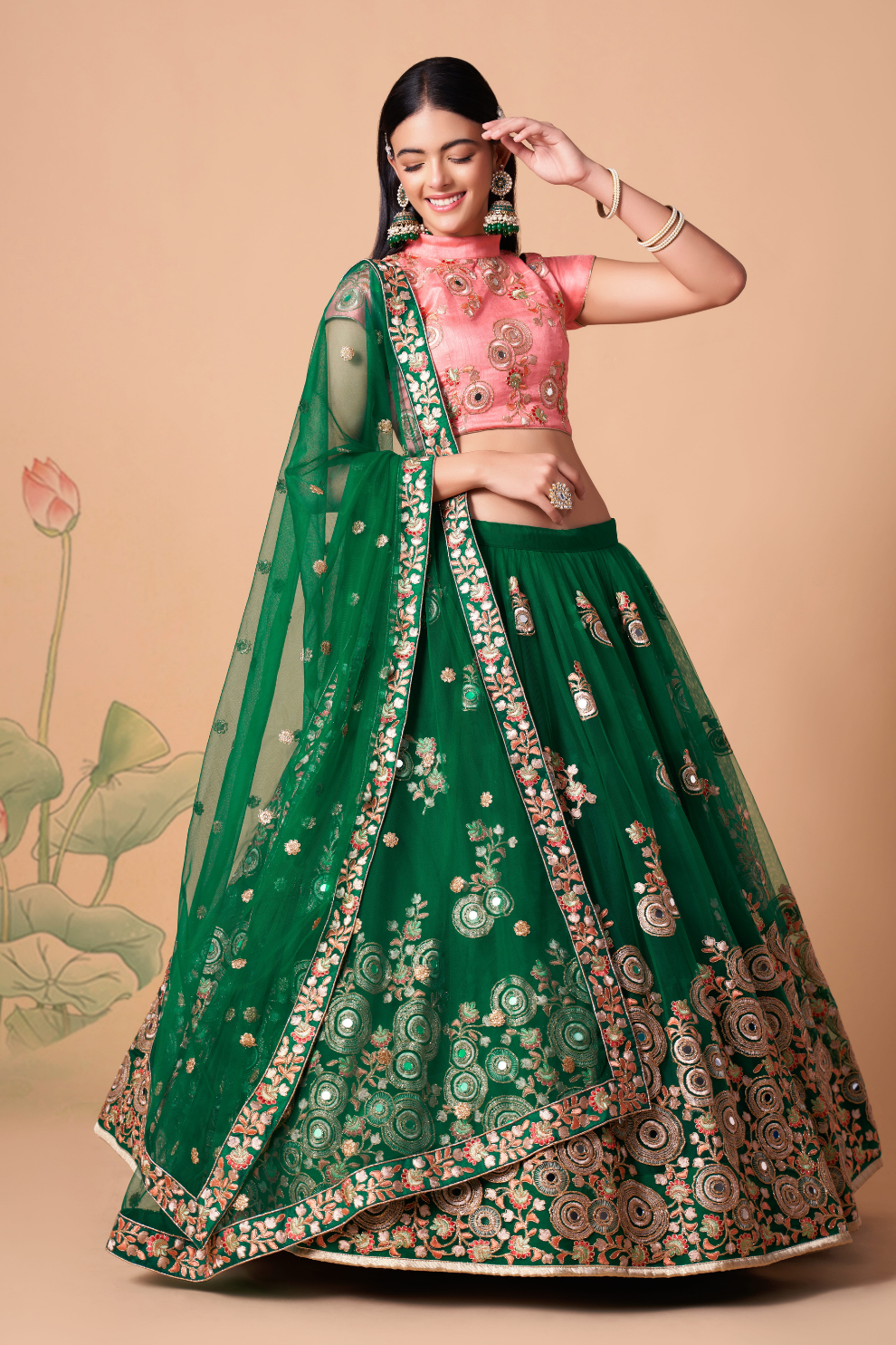 Exquisite Mirror Work Lehenga with Thread, Zari, Dori & Sequins Embroidery