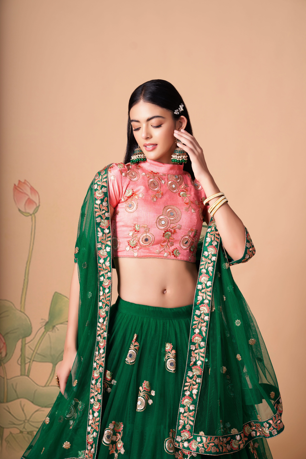 Exquisite Mirror Work Lehenga with Thread, Zari, Dori & Sequins Embroidery