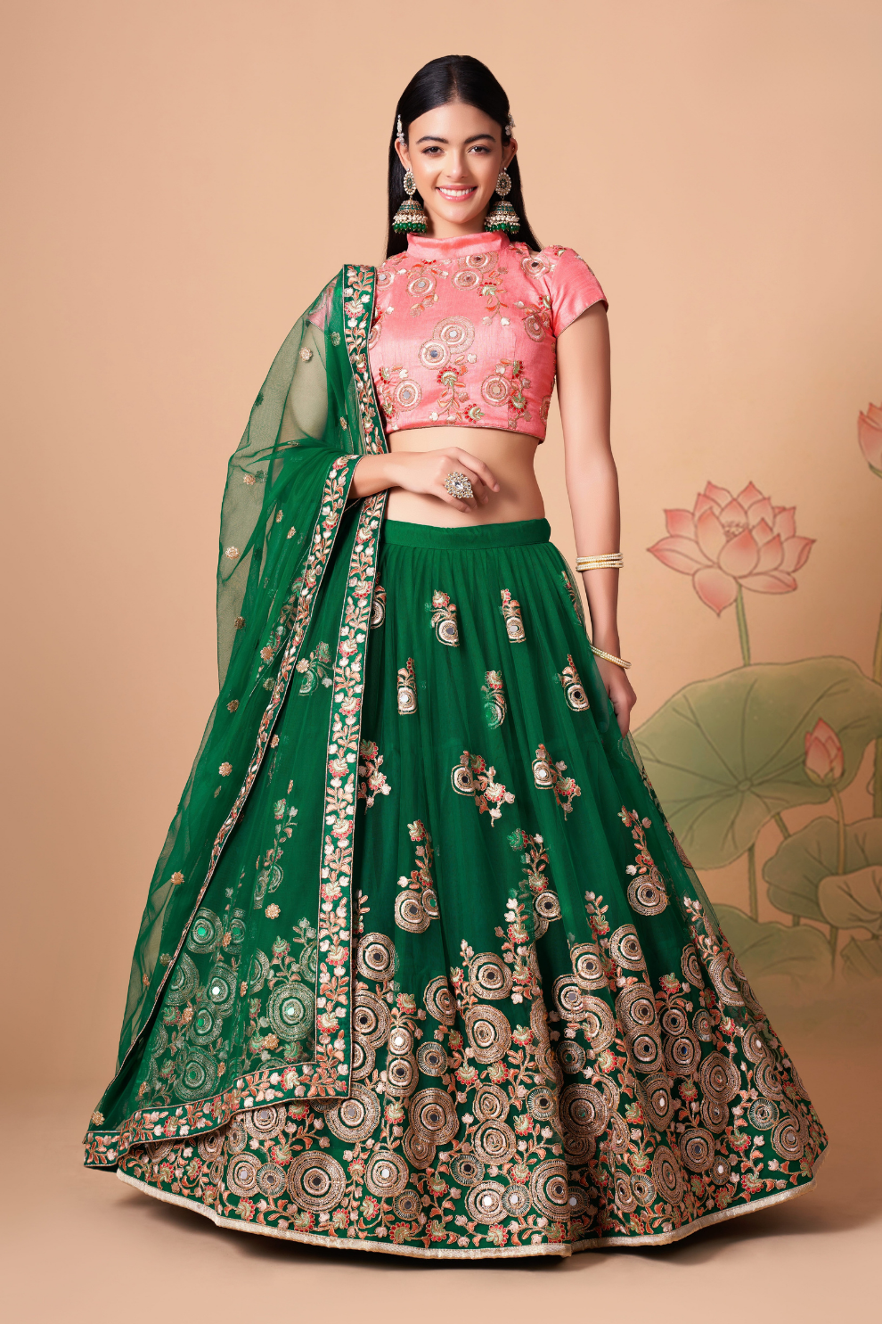 Exquisite Mirror Work Lehenga with Thread, Zari, Dori & Sequins Embroidery