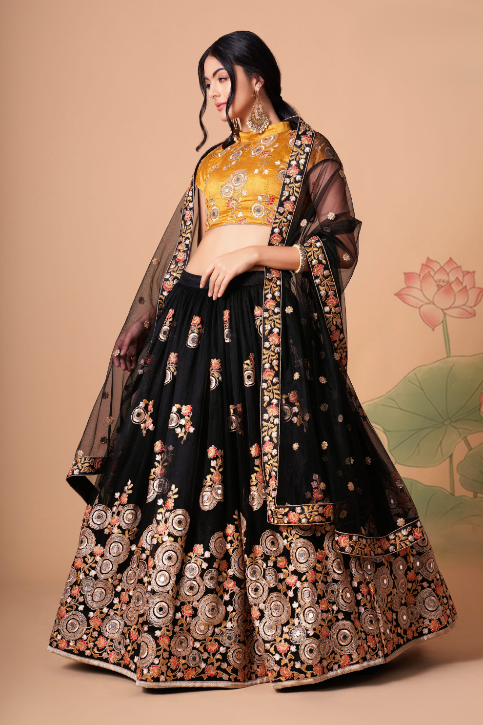 Exquisite Mirror Work Lehenga with Thread, Zari, Dori & Sequins Embroidery