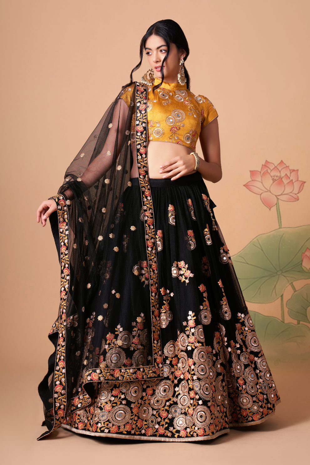 Exquisite Mirror Work Lehenga with Thread, Zari, Dori & Sequins Embroidery