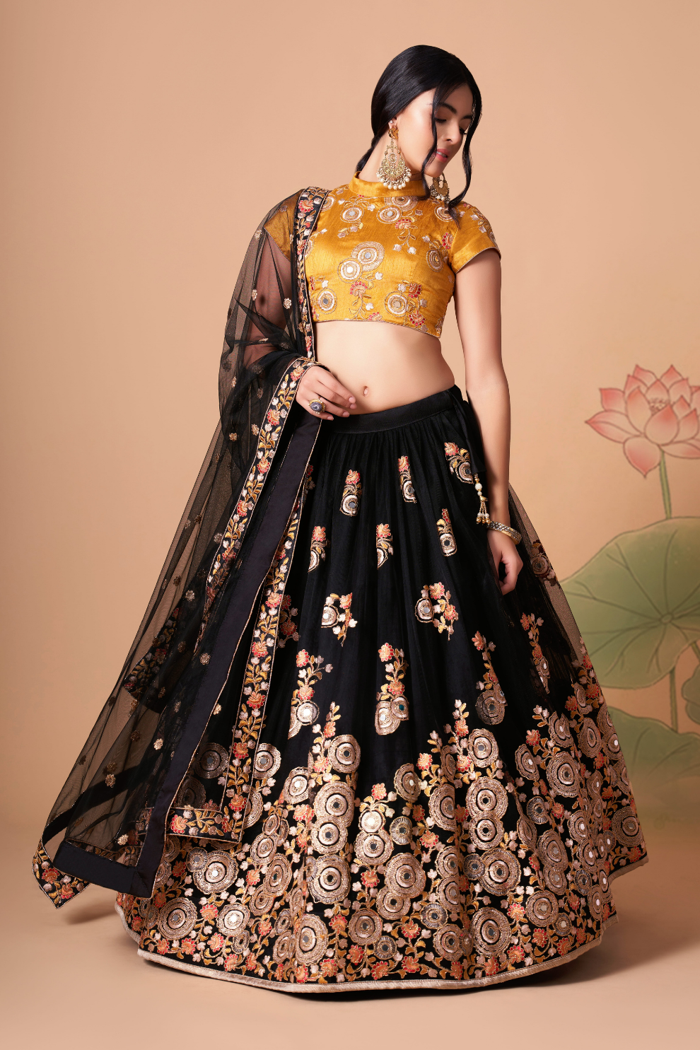 Exquisite Mirror Work Lehenga with Thread, Zari, Dori & Sequins Embroidery