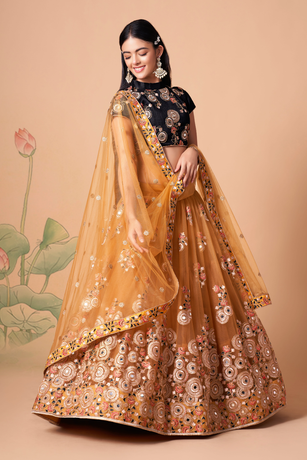 Exquisite Mirror Work Lehenga with Thread, Zari, Dori & Sequins Embroidery