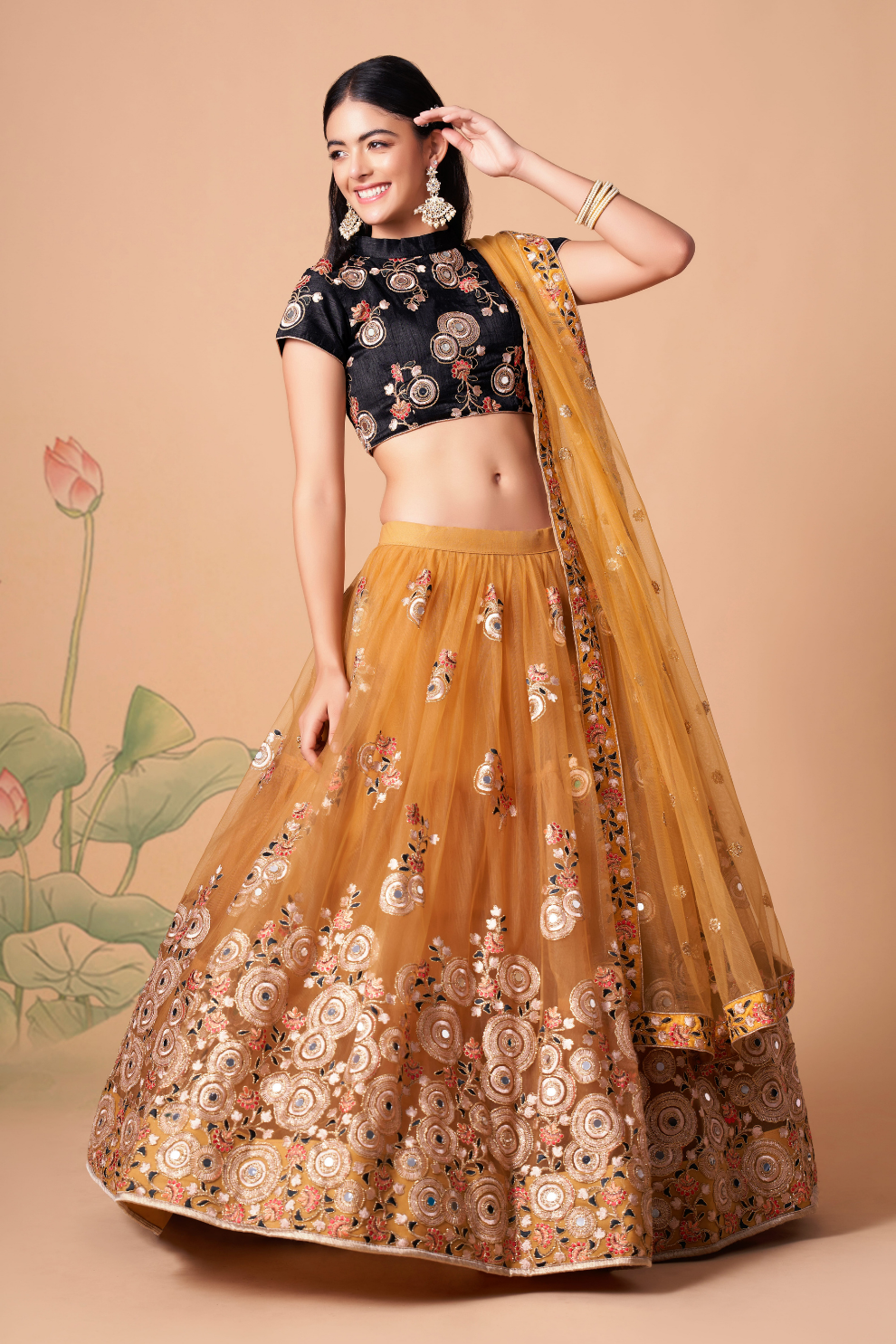 Exquisite Mirror Work Lehenga with Thread, Zari, Dori & Sequins Embroidery