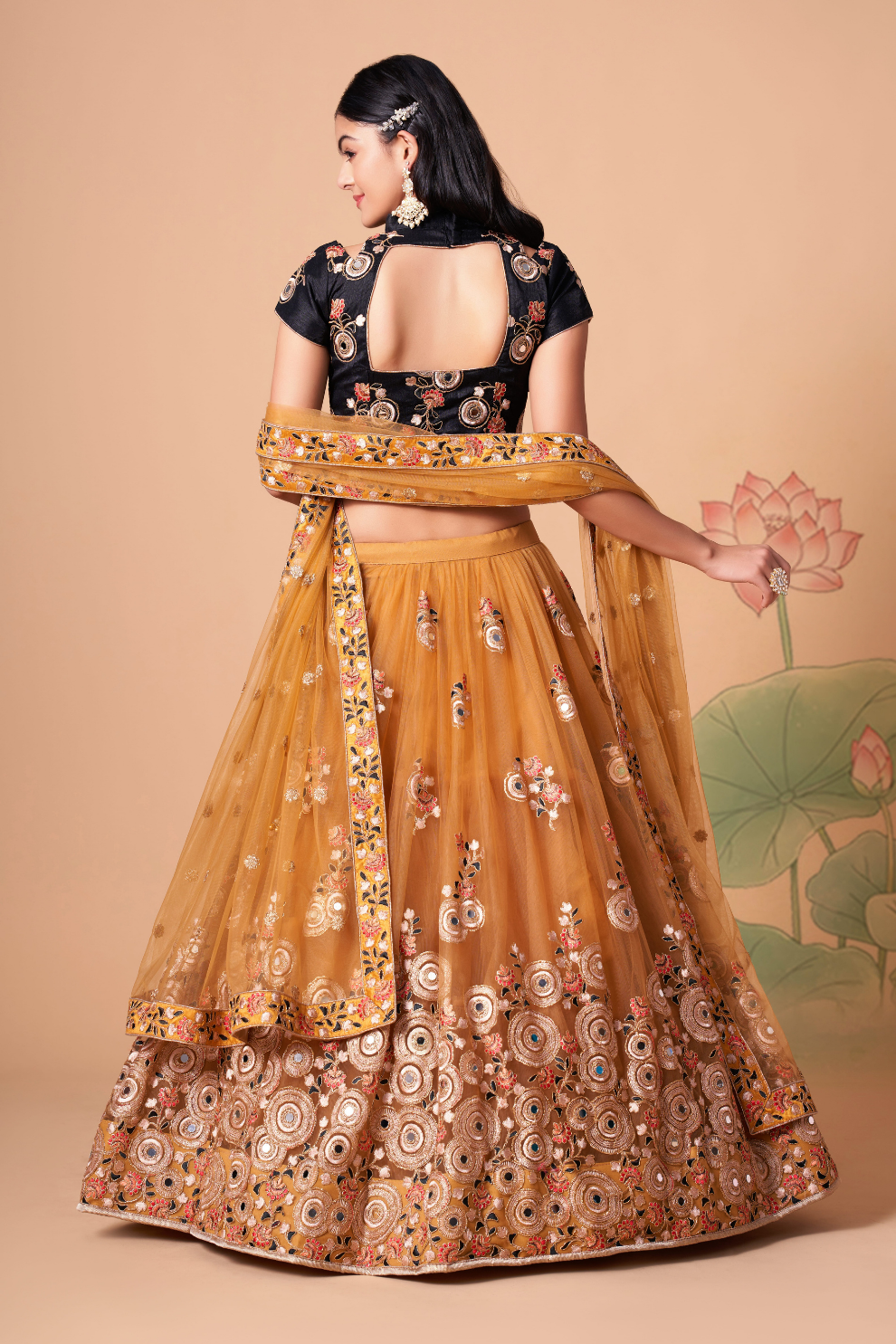 Exquisite Mirror Work Lehenga with Thread, Zari, Dori & Sequins Embroidery