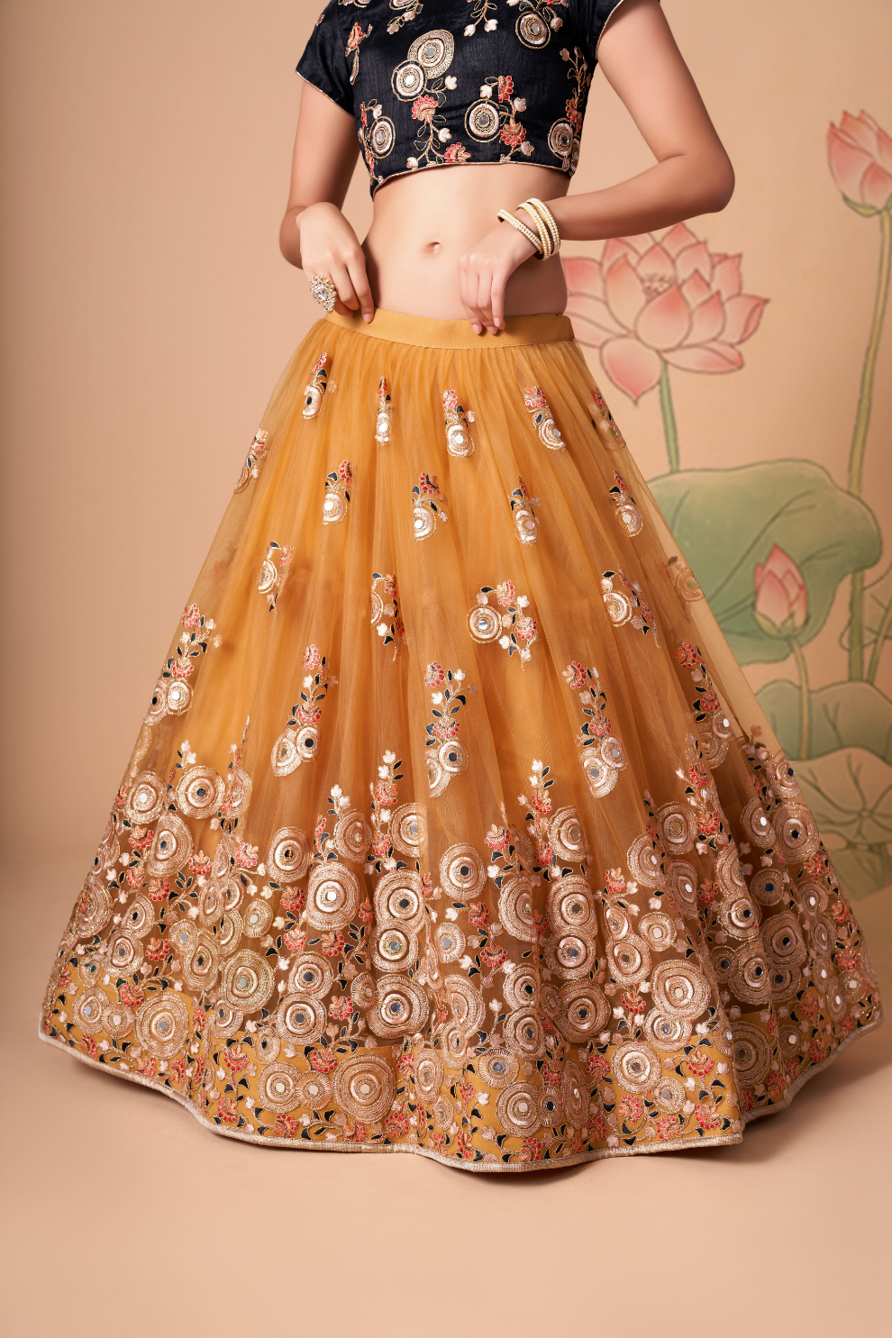 Exquisite Mirror Work Lehenga with Thread, Zari, Dori & Sequins Embroidery
