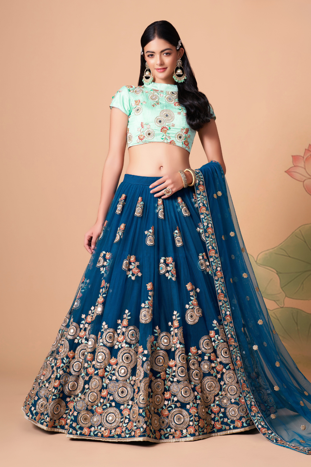 Exquisite Mirror Work Lehenga with Thread, Zari, Dori & Sequins Embroidery