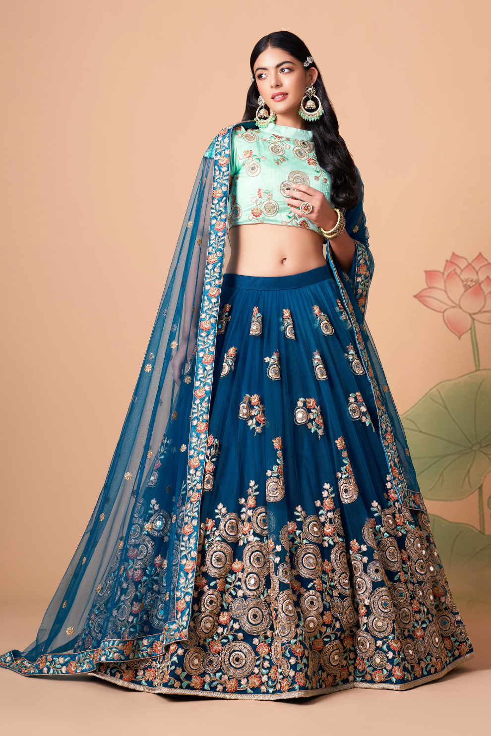 Exquisite Mirror Work Lehenga with Thread, Zari, Dori & Sequins Embroidery