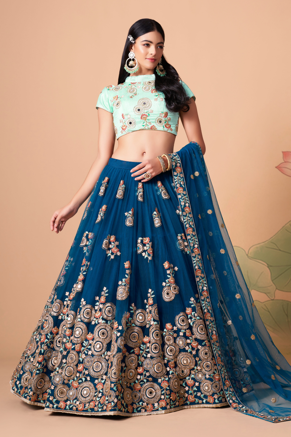 Exquisite Mirror Work Lehenga with Thread, Zari, Dori & Sequins Embroidery