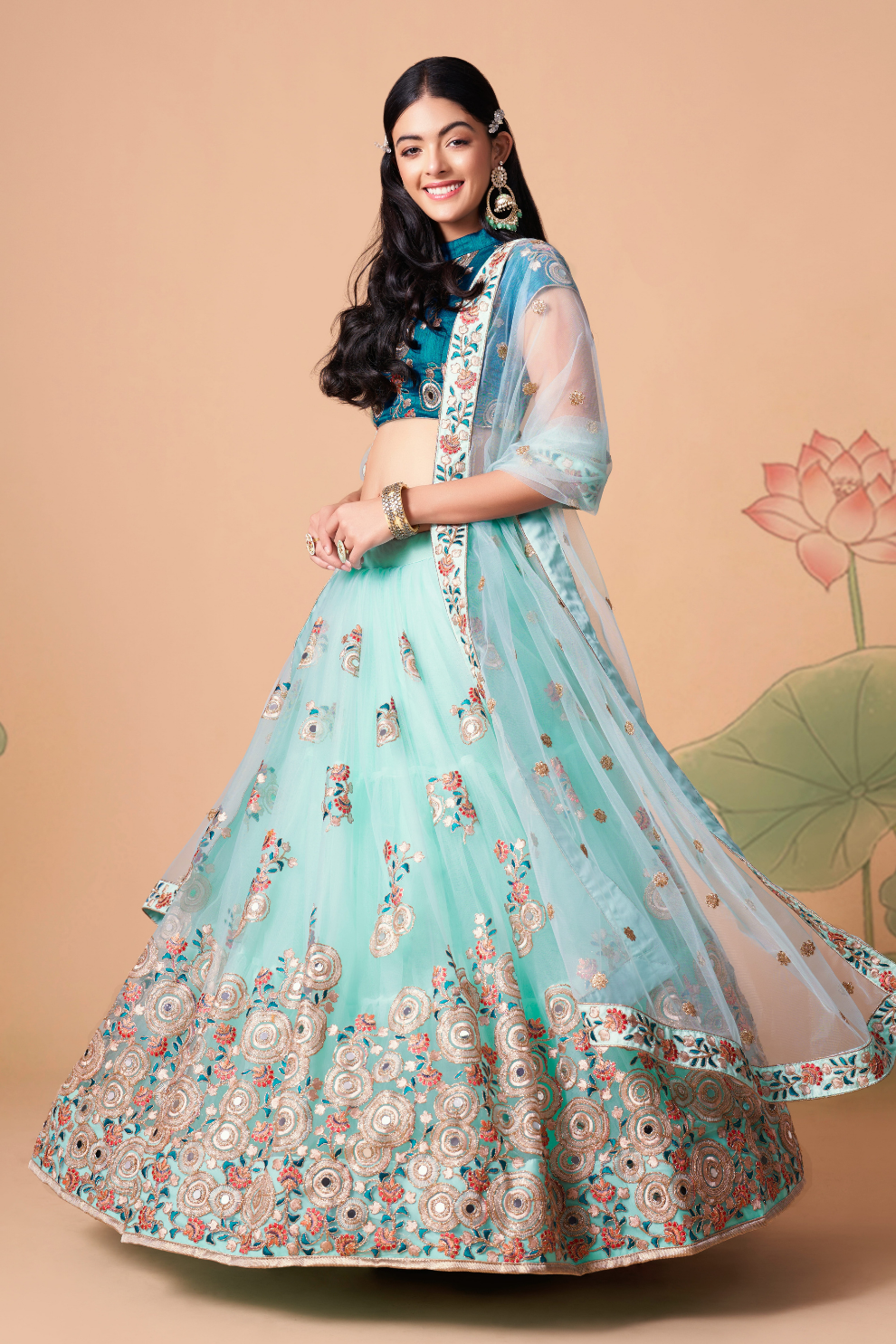Exquisite Mirror Work Lehenga with Thread, Zari, Dori & Sequins Embroidery