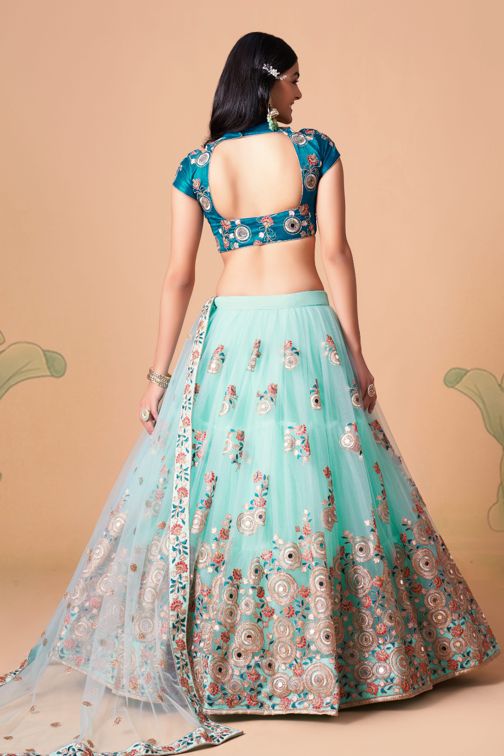 Exquisite Mirror Work Lehenga with Thread, Zari, Dori & Sequins Embroidery