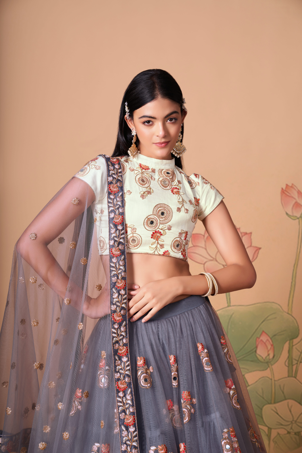 Exquisite Mirror Work Lehenga with Thread, Zari, Dori & Sequins Embroidery