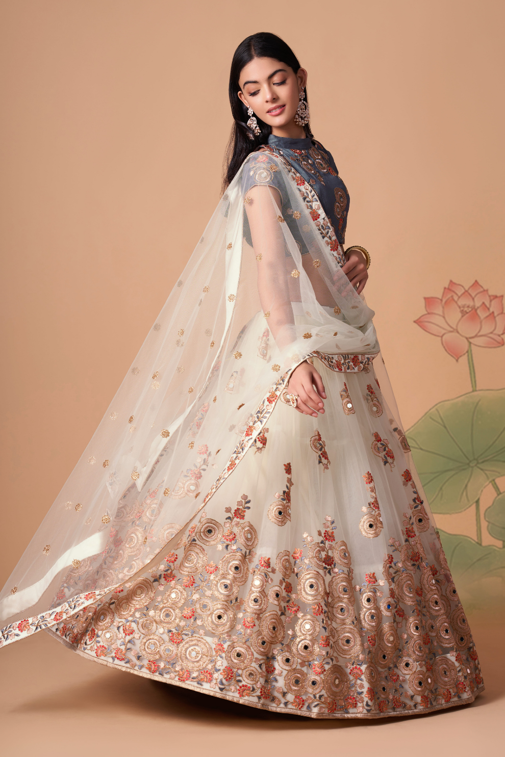 Exquisite Mirror Work Lehenga with Thread, Zari, Dori & Sequins Embroidery