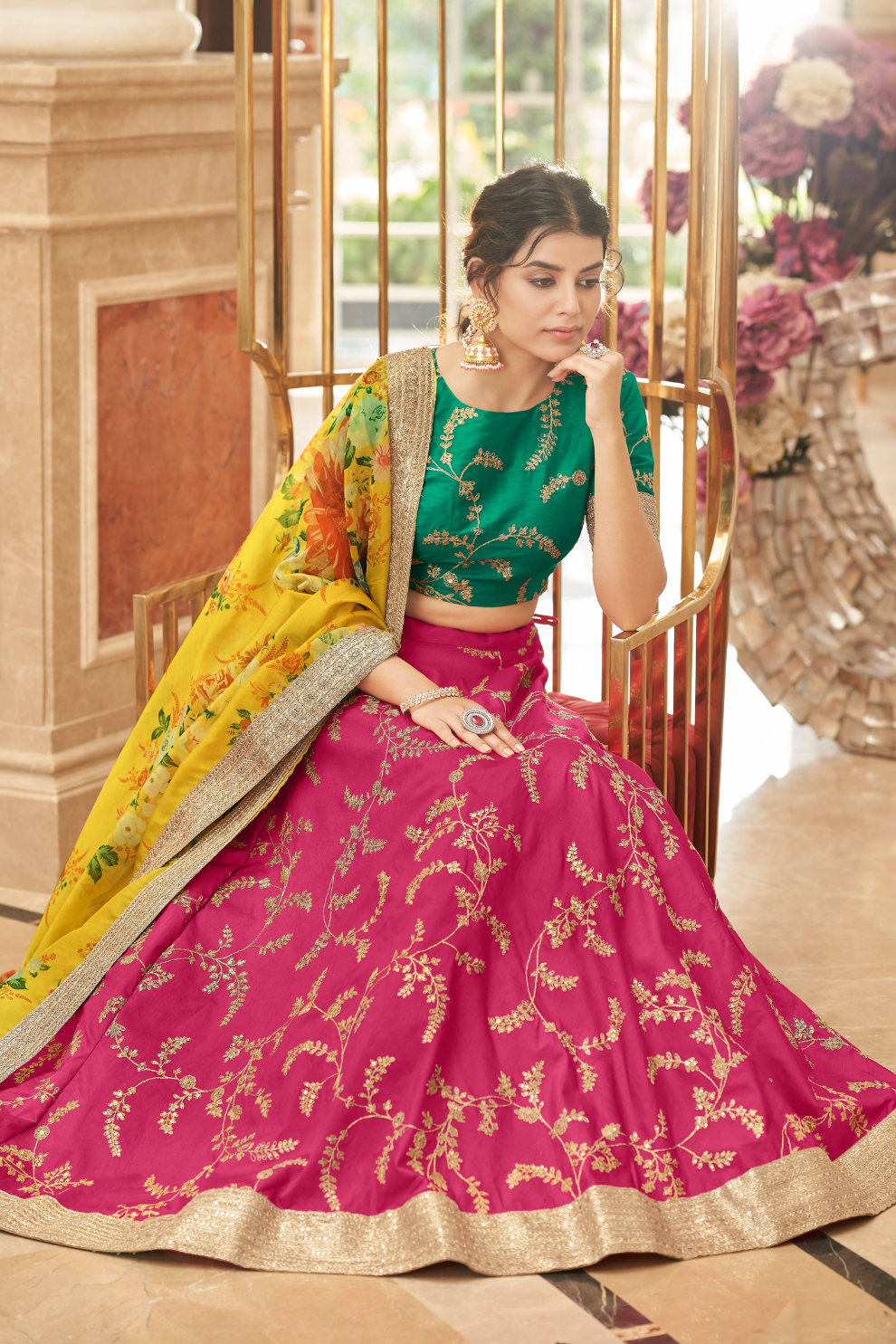 Elegant blouse and soft net dupatta with border detailing