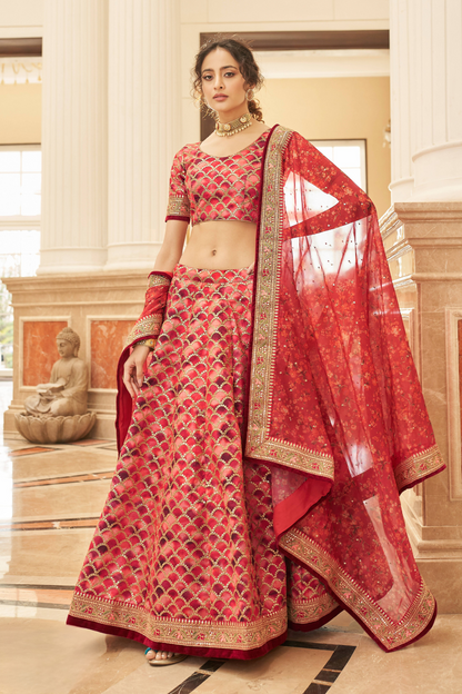 Elegant blouse and soft net dupatta with border detailing