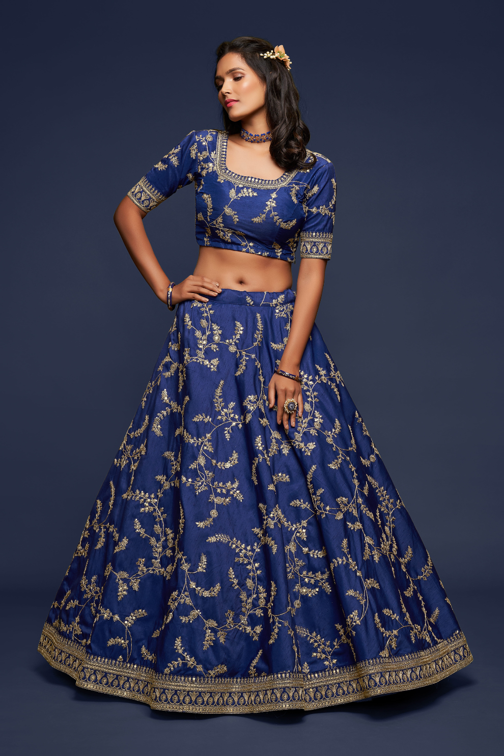 Thread Embroidered Silk Wedding Wear Lehenga Choli