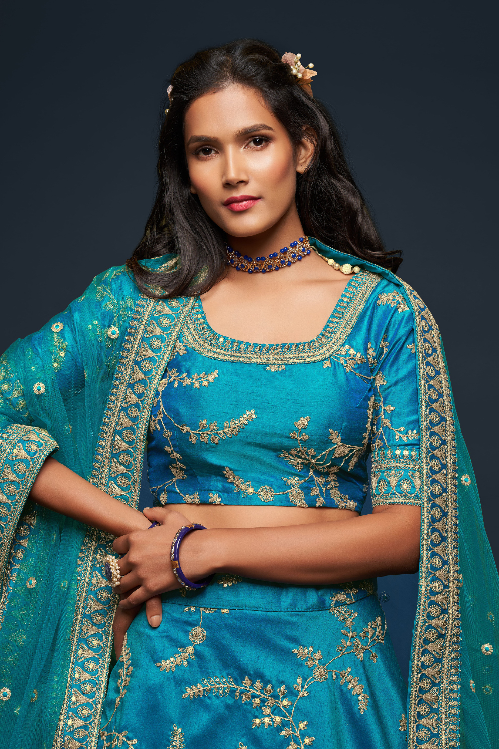 Thread Embroidered Silk Wedding Wear Lehenga Choli