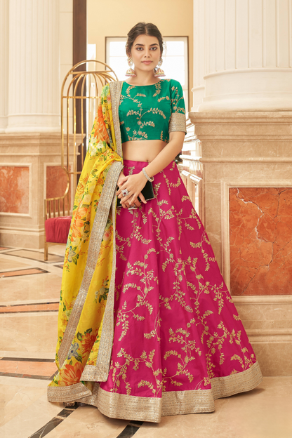 Elegant blouse and soft net dupatta with border detailing