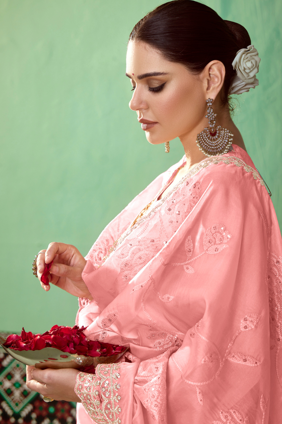 Pure Bamber Silk Embroidered Salwar Suit for Festive Elegance