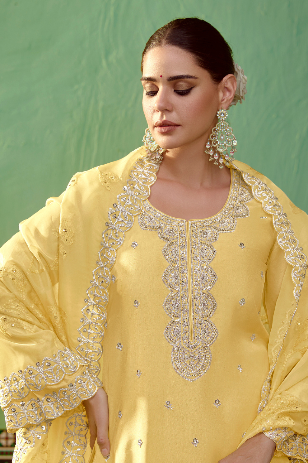 Pure Bamber Silk Embroidered Salwar Suit for Festive Elegance