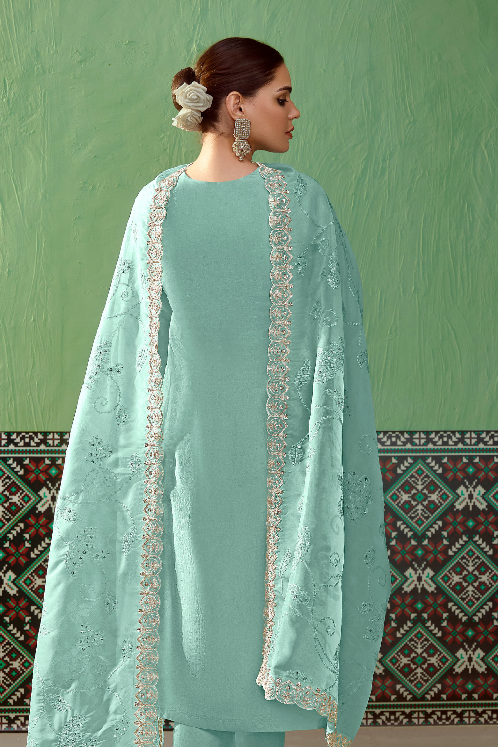 Pure Bamber Silk Embroidered Salwar Suit for Festive Elegance