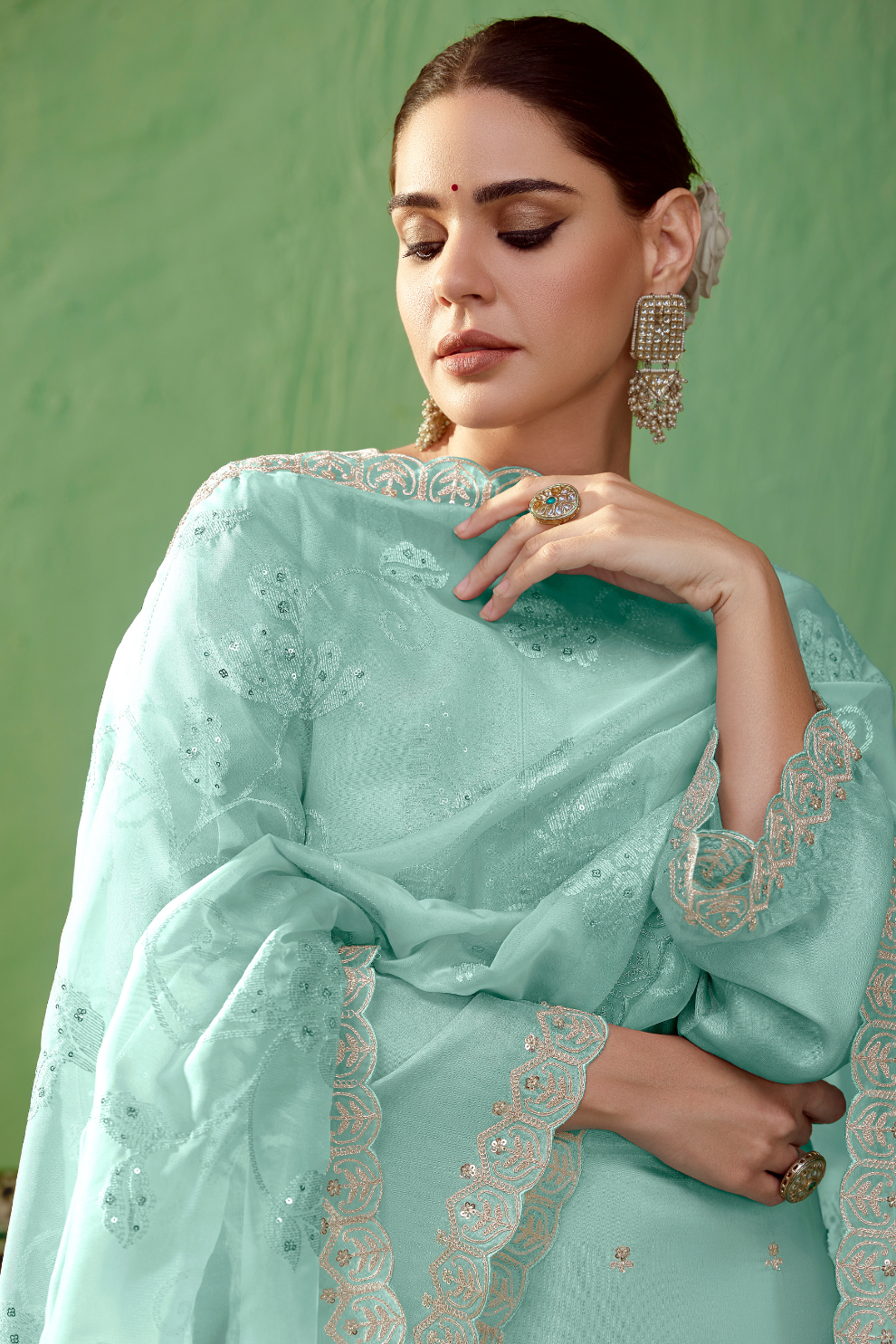 Pure Bamber Silk Embroidered Salwar Suit for Festive Elegance