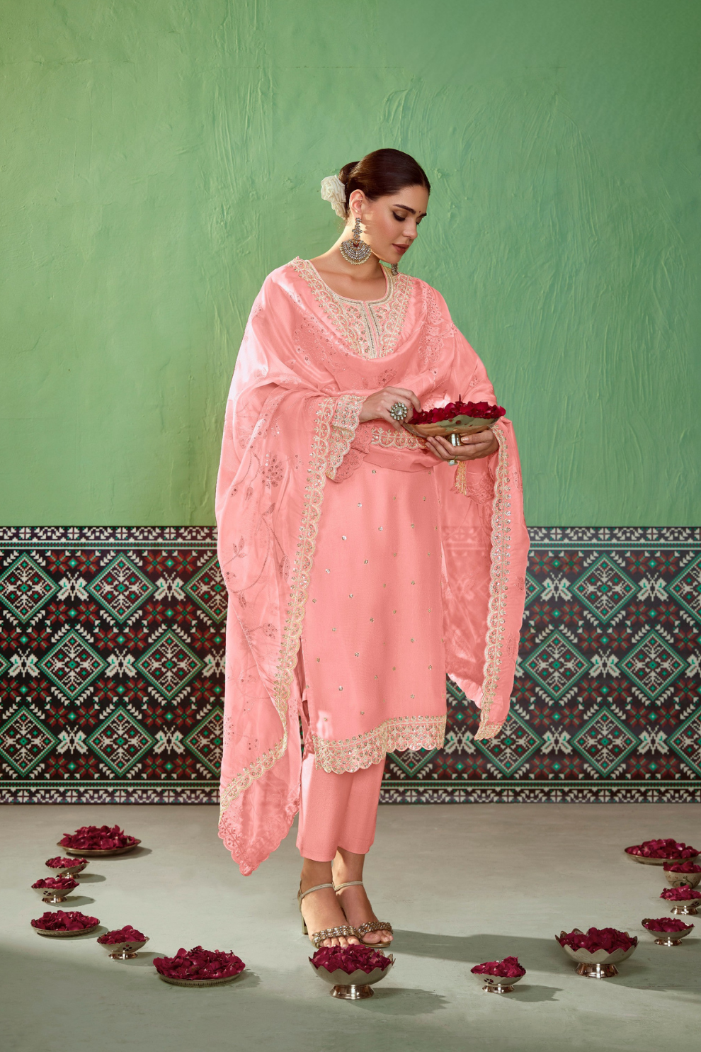 Pure Bamber Silk Embroidered Salwar Suit for Festive Elegance