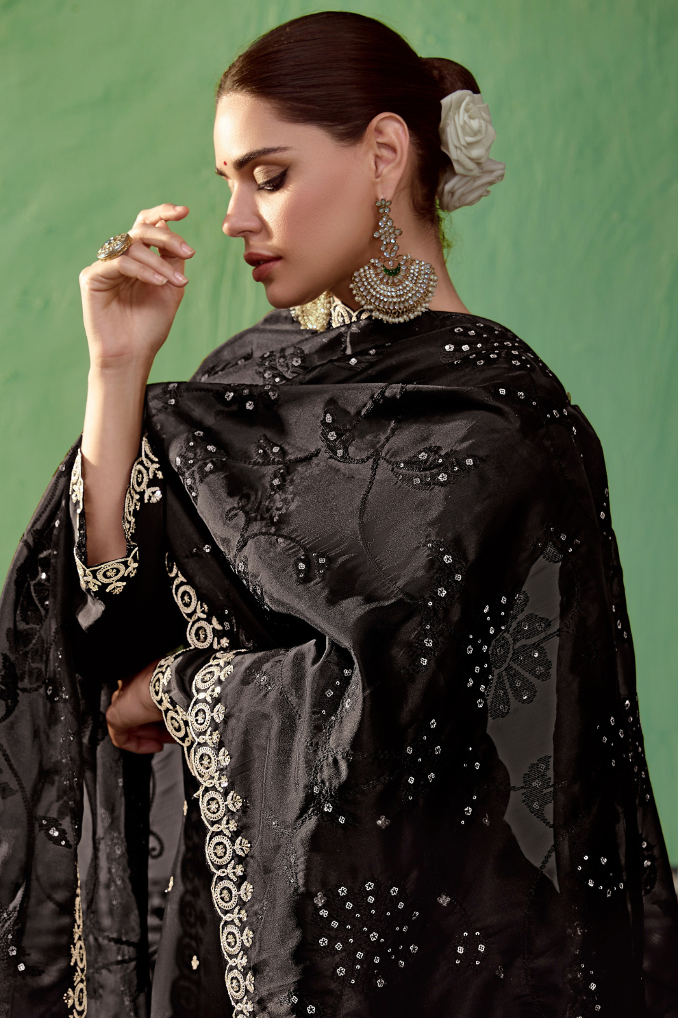 Pure Bamber Silk Embroidered Salwar Suit for Festive Elegance