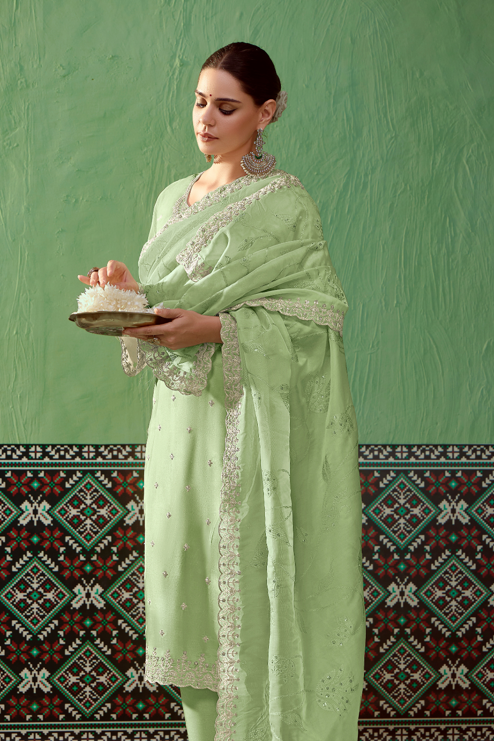 Pure Bamber Silk Embroidered Salwar Suit for Festive Elegance