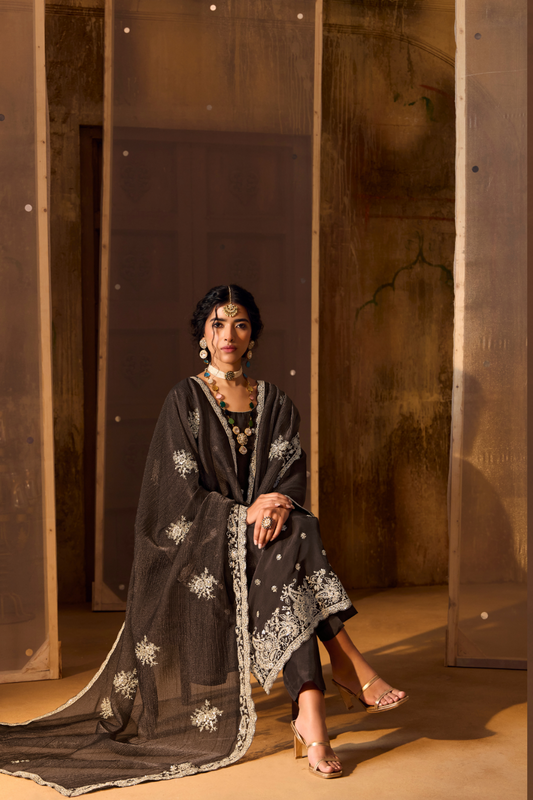 Bamberg Silk Salwar Suit with Elegant Eid Embroidery Design