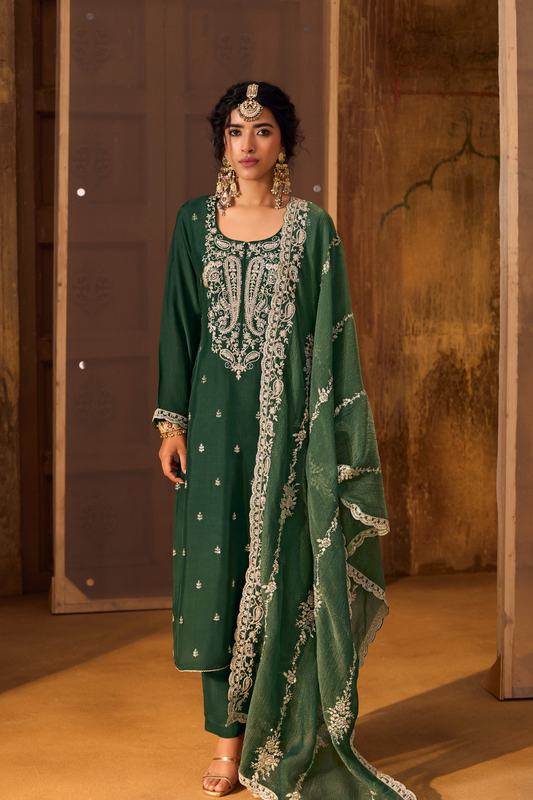 Bamberg Silk Salwar Suit with Elegant Eid Embroidery Design