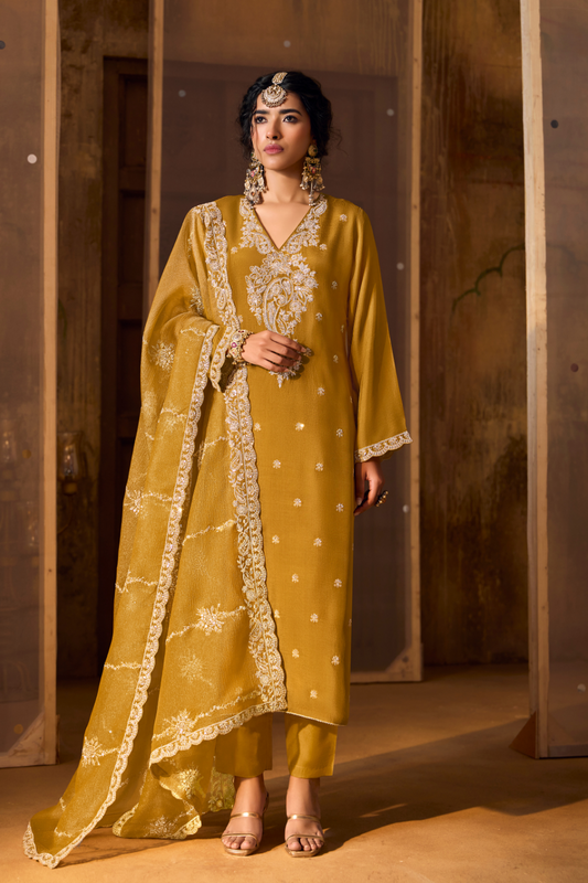 Bamberg Silk Salwar Suit with Elegant Eid Embroidery Design